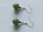 Preview: silver earrings-ear wires with jadeite and onyx beads-the colour is green and black-